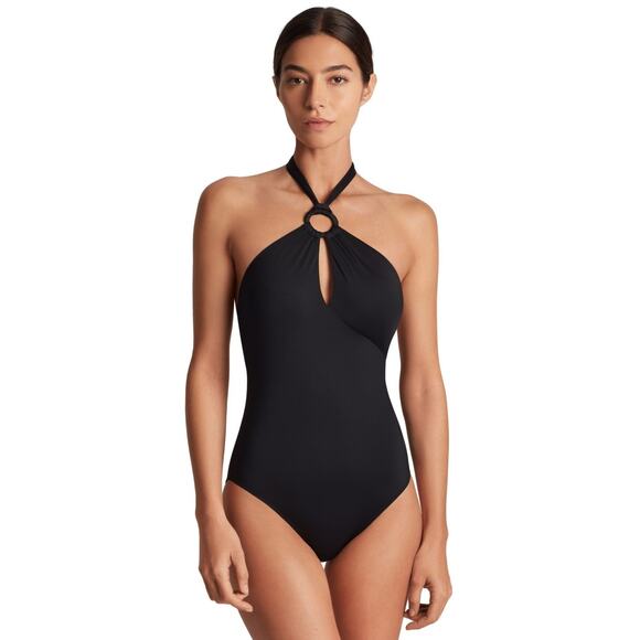 Lauren Ralph Lauren Women's Macrame-Ring One-Piece Swimsuit Black, Size 4 0250 - Picture 1 of 3